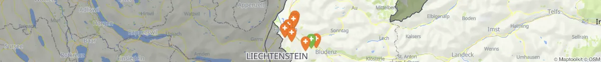 Kartenansicht für Apotheken-Notdienste in der Nähe von Röns (Feldkirch, Vorarlberg)